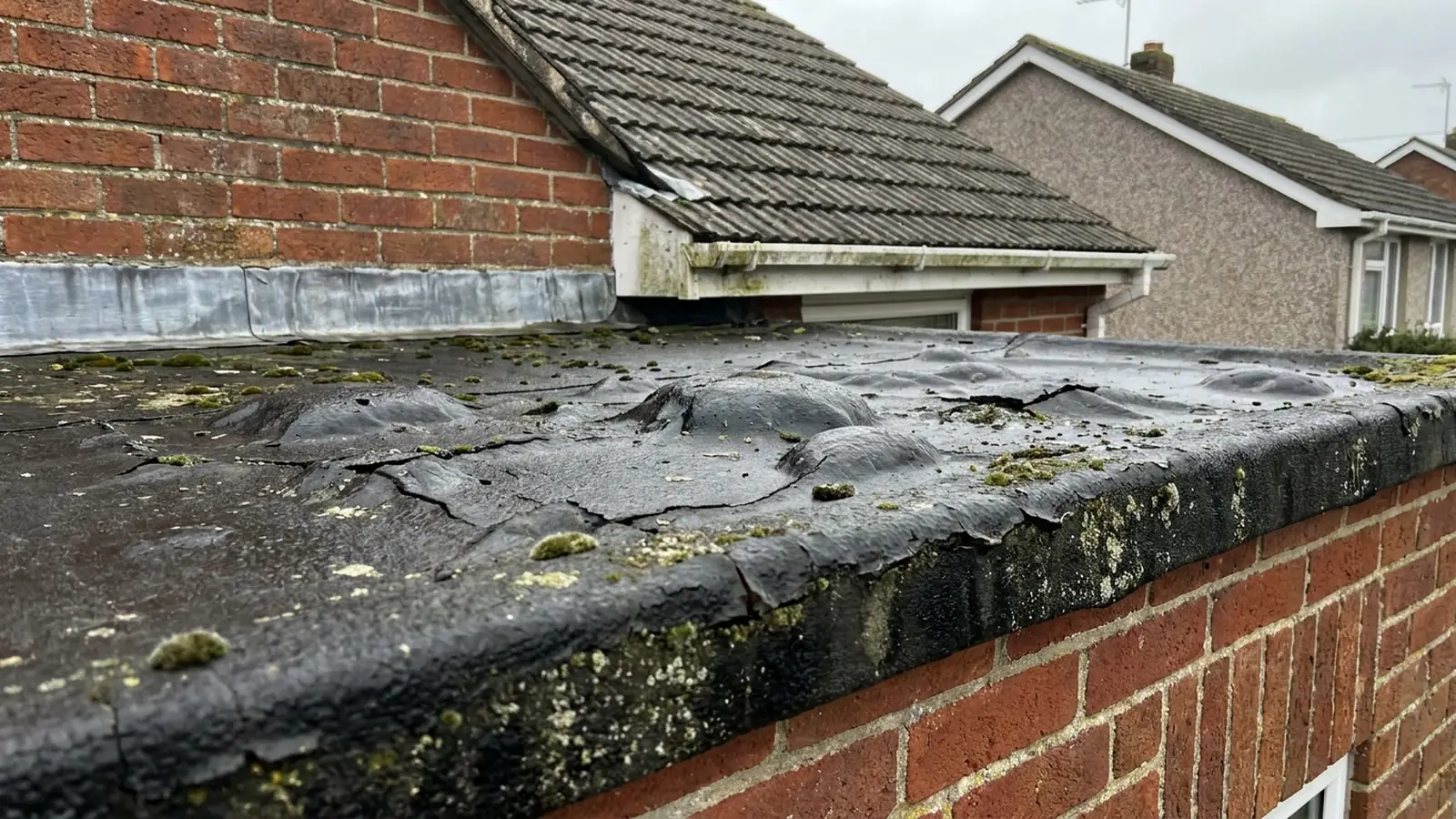 A blistered felt flat roof