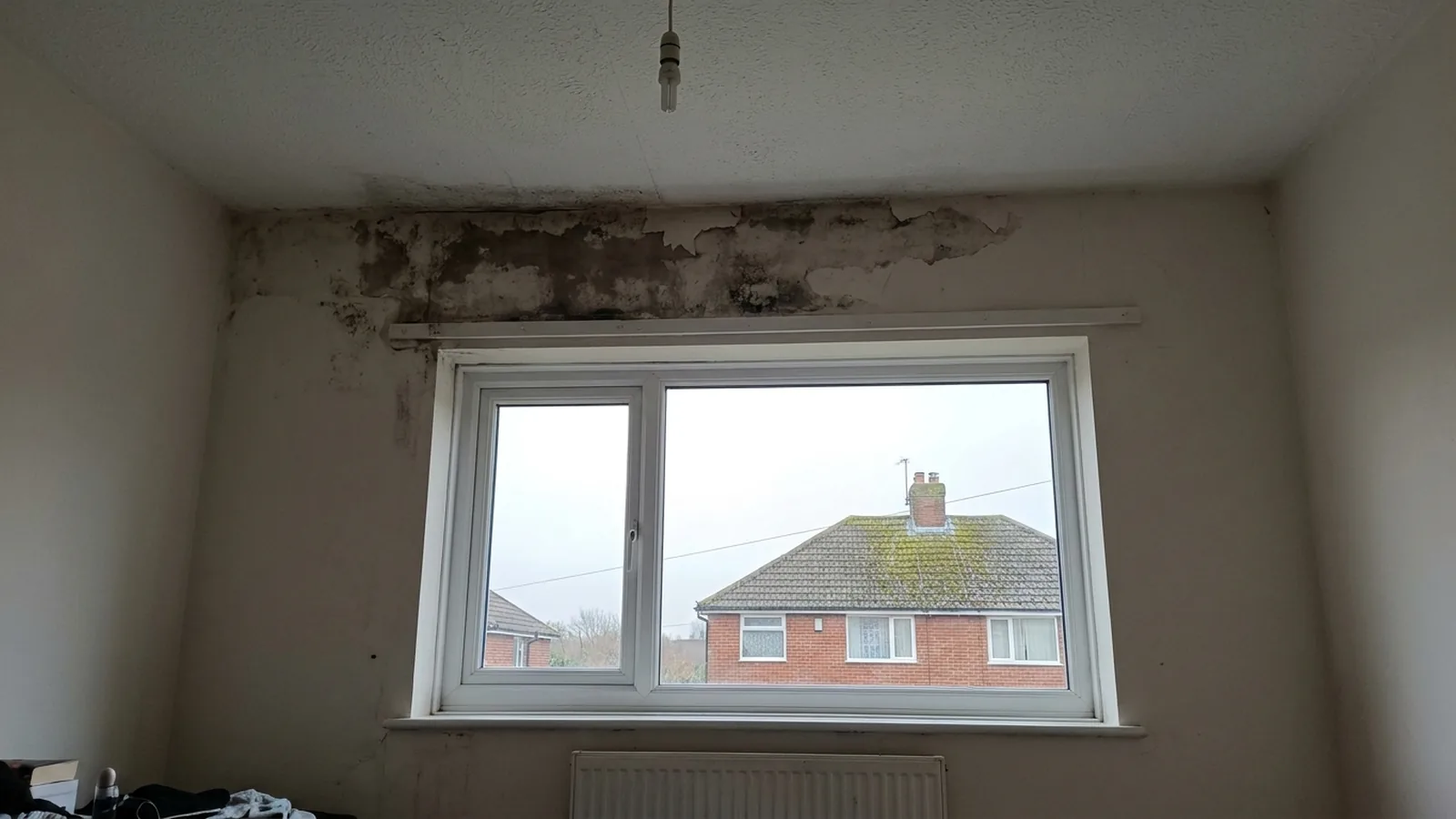 Damp on an internal wall above an extension