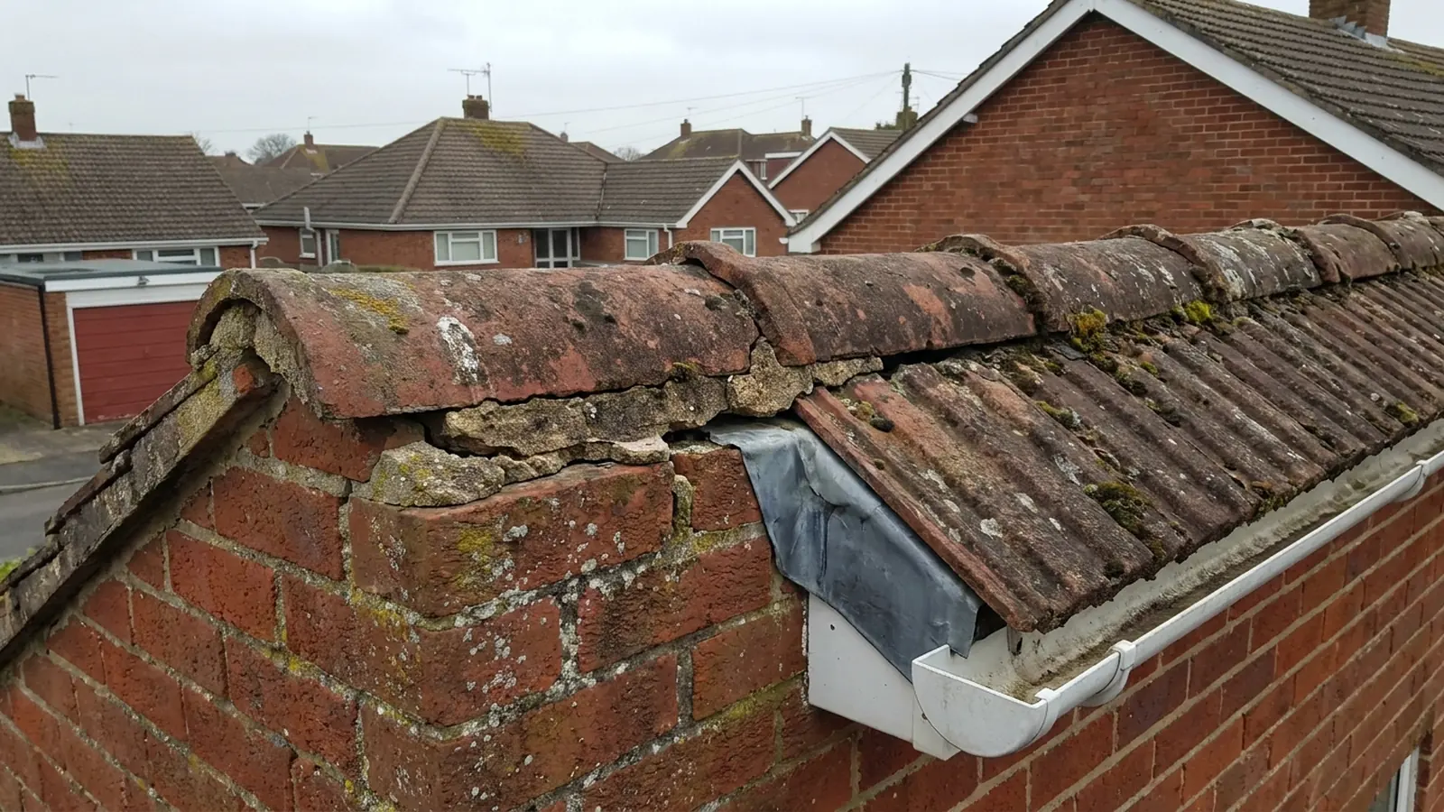 Mortar bedded ridge tiles cracking