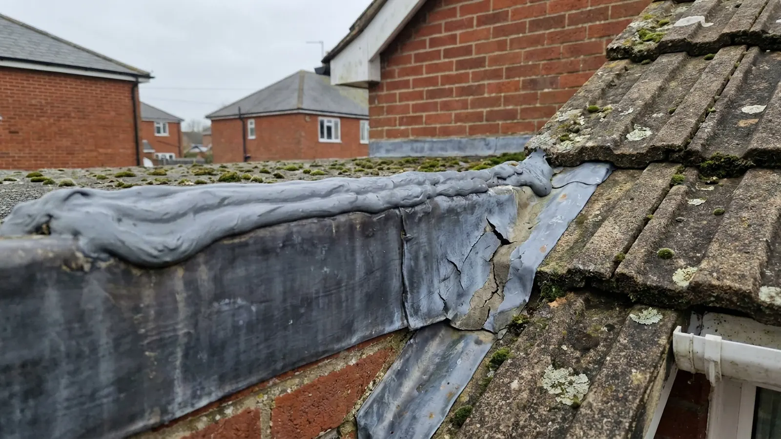 Sealant along the top of a flashing