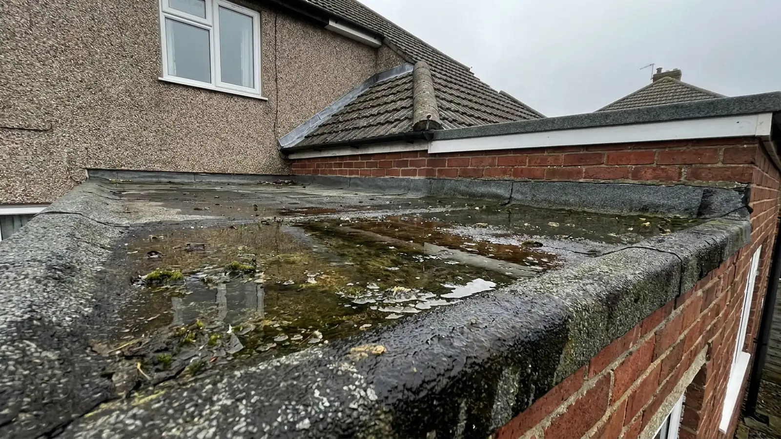 Water standing on a flat roof