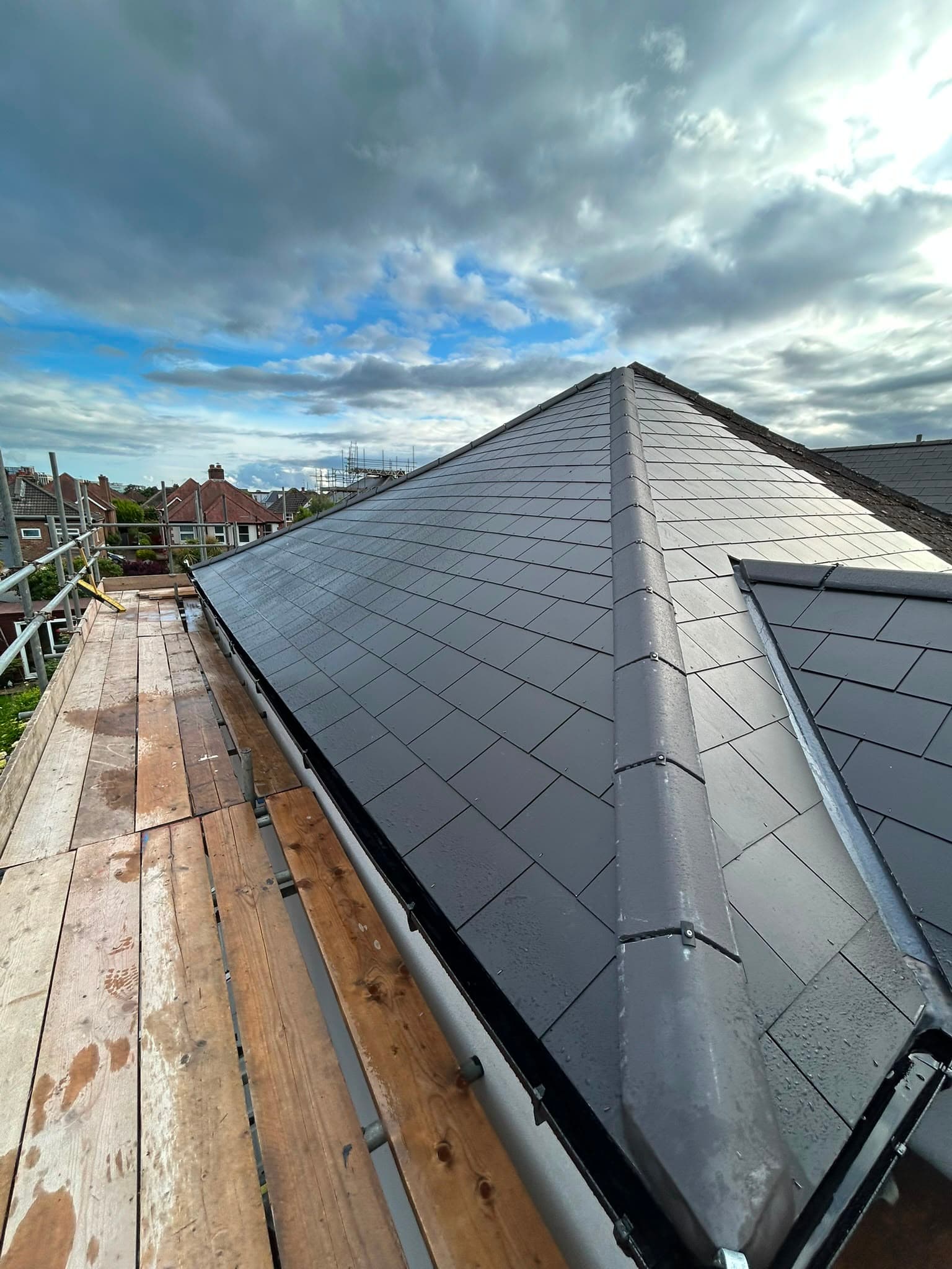 Slate re-roof in Charminster